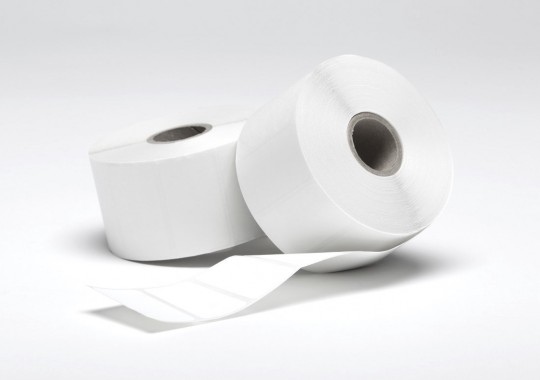 Etikety na kotúči 64,5x60 mm (VxŠ), biele plastové, 1000 ks, 40, IN